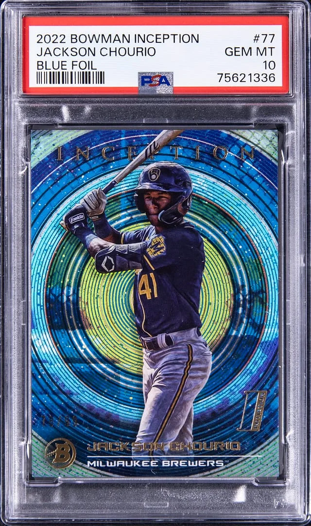 2022 Bowman Jackson Chourio Inception Blue Foil #77 card image
