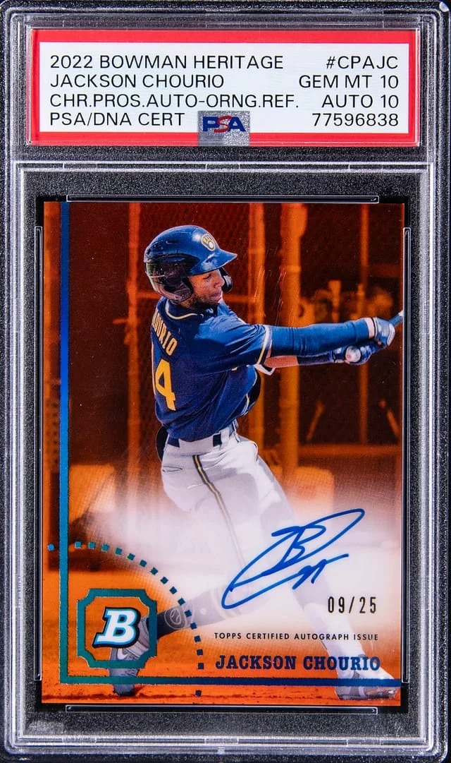 2022 Bowman Jackson Chourio Heritage Chrome Prospects #CPA-JC card image