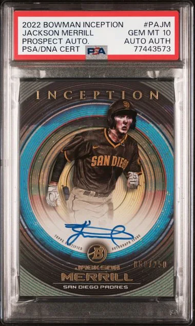 2022 Bowman Jackson Merrill Inception Prospect Autographs #PA-JM card image
