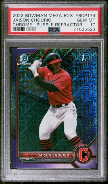 2022 Bowman Jaison Chourio Mega Box Chrome Purple Refractor #BCP174 card image
