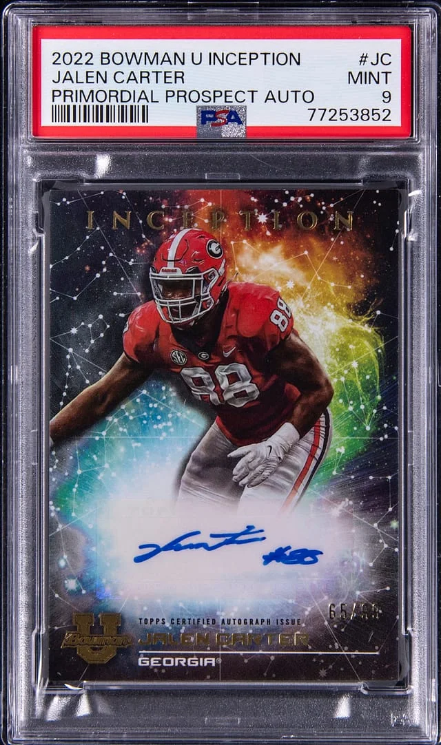 2022 Bowman Jalen Carter U Inception Primordial Prospect Autograph #JC card image