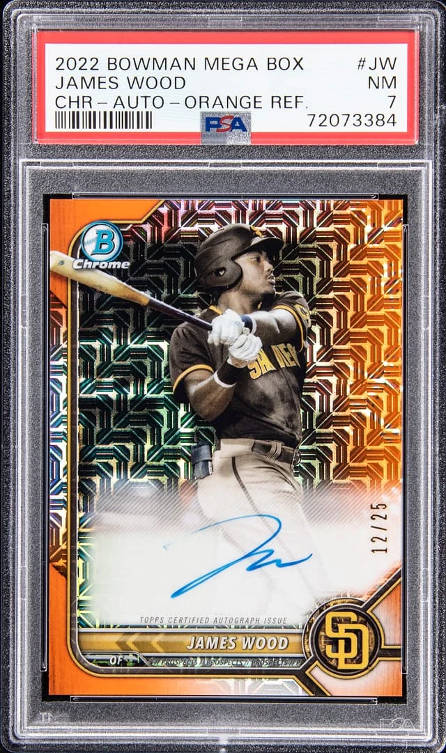 2022 Bowman James Wood Mega Box Chrome Autograph Orange Refractor #BMA-JW card image
