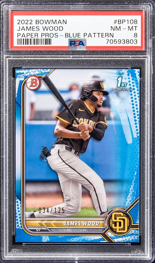 2022 Bowman James Wood Paper Prospects Blue Pattern #BP-108 card image
