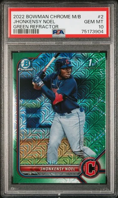 2022 Bowman Jhonkensy Noel Mega Box Chrome Green Refractor #BCP-2 card image