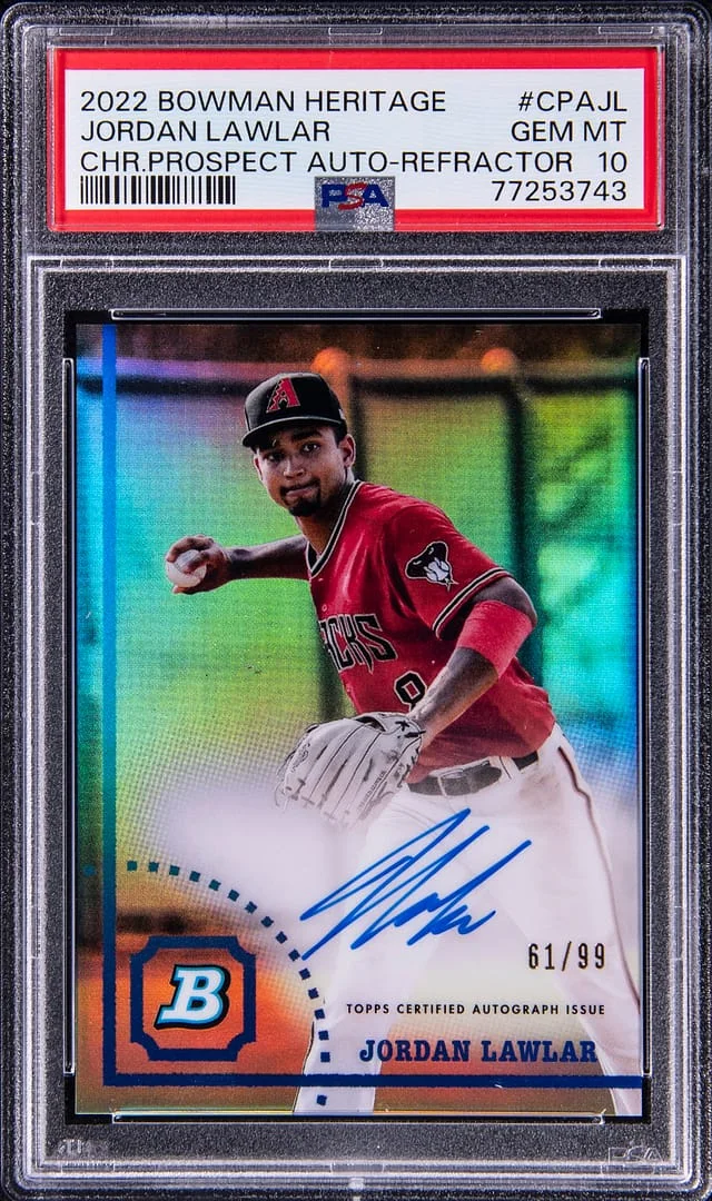 2022 Bowman Jordan Lawlar Heritage Chrome Prospect Autograph Refractor #CPAJL card image