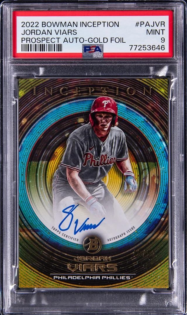 2022 Bowman Jordan Viars Inception Prospect Autographs Gold Foil #PAJVR card image