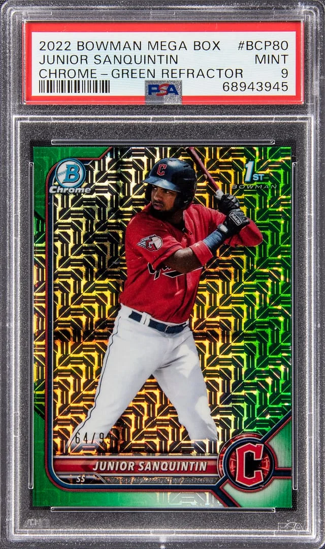 2022 Bowman Junior Sanquintin Mega Box Chrome Green Refractor #BCP-80 card image