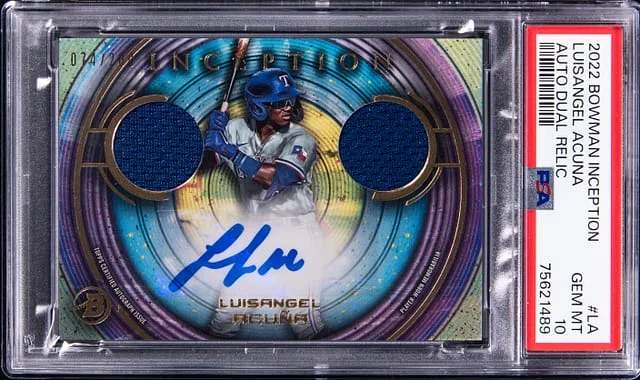2022 Bowman Luisangel Acuna Inception Autograph Dual Relic #LA card image