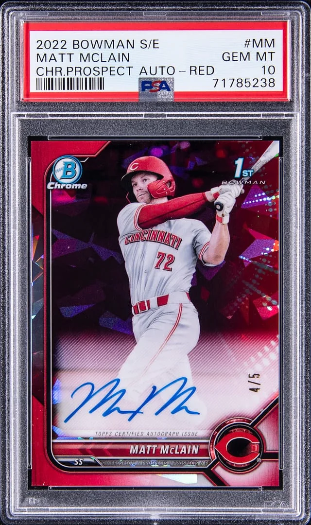2022 Bowman Matt McLain Sapphire Edition Chrome Prospect Autograph-Red Refractor #MM card image