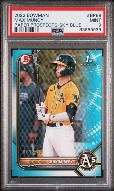 2022 Bowman Max Muncy Paper Prospects Sky Blue #BP89 card image