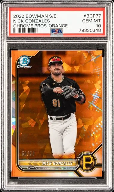 2022 Bowman Nick Gonzales Sapphire Edition Chrome Prospects Orange #BCP-77 card image