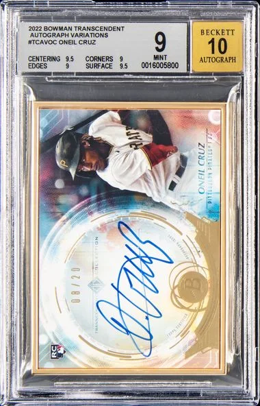 2022 Bowman Oneil Cruz Transcendent Autograph Variations #TCAV-OC card image