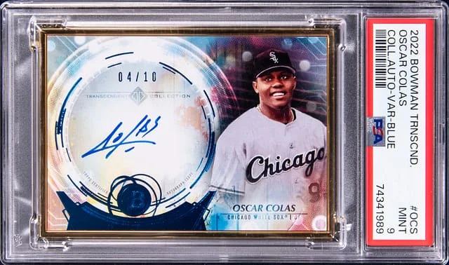 2022 Bowman Oscar Colas Transcendent Collection Autograph Variation Blue #TCAV-OCS card image