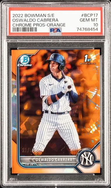 2022 Bowman Oswaldo Cabrera Sapphire Edition Chrome Prospects Orange #BCP17 card image