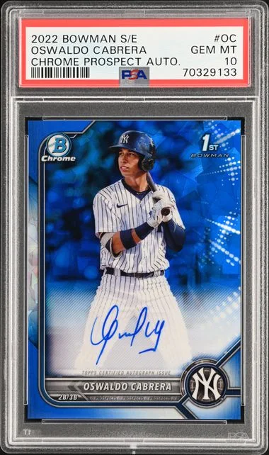 2022 Bowman Oswaldo Cabrera Sapphire Edition Chrome Prospect Autographs #OC card image