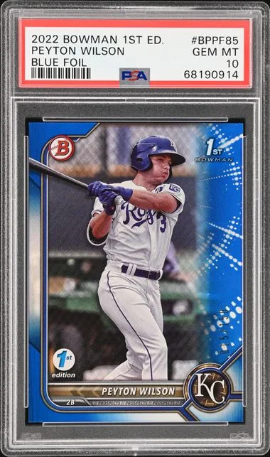 2022 Bowman Peyton Wilson 1st Edition Blue Foil #BPPF85 card image