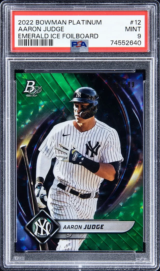 2022 Bowman Platinum Aaron Judge Emerald Ice Foilboard #12 card image