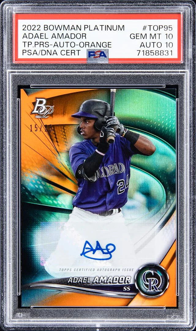 2022 Bowman Platinum Adael Amador Top Prospects Autograph Orange #TOP95 card image