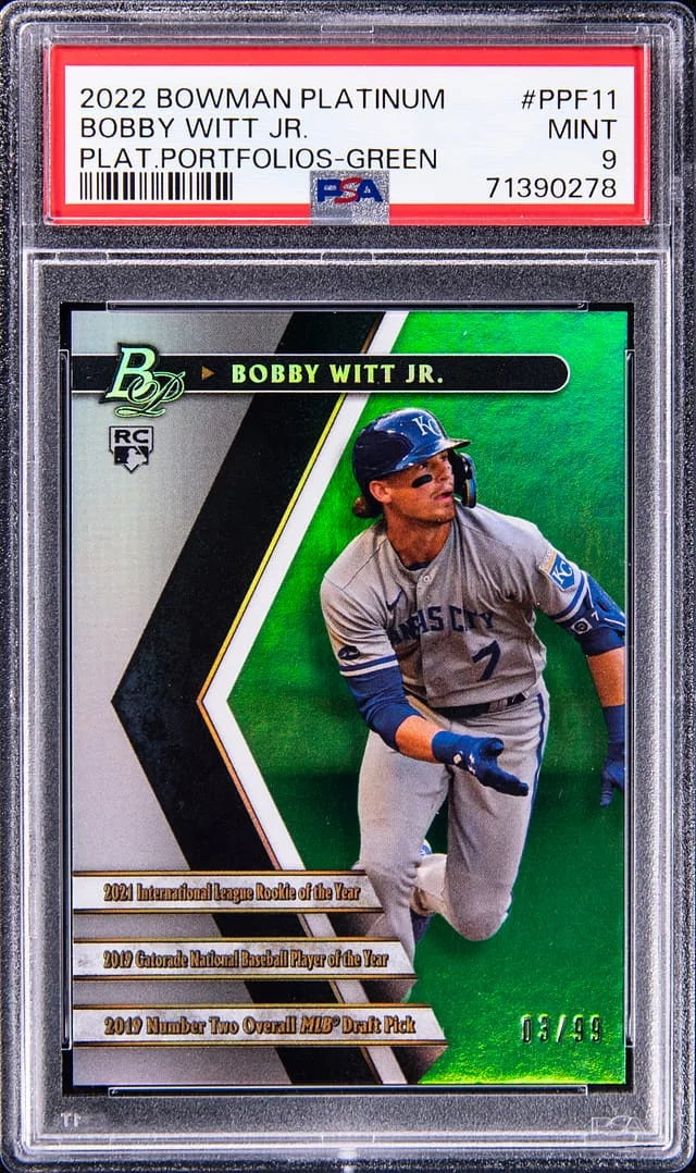 2022 Bowman Platinum Bobby Witt Jr Portfolios Green #PPF11 card image