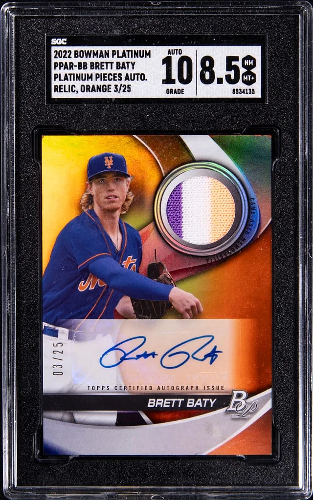 2022 Bowman Platinum Brett Baty Pieces Autograph Relic Orange #PPAR-BB card image
