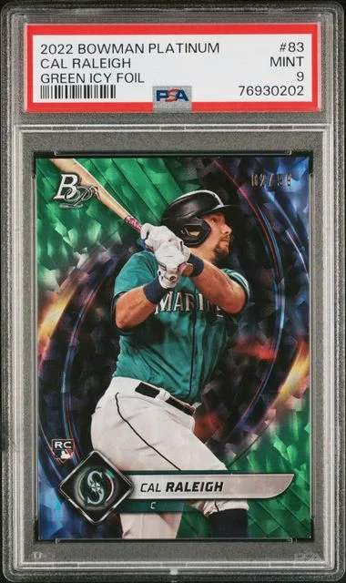 2022 Bowman Platinum Cal Raleigh Green Icy Foil #83 card image
