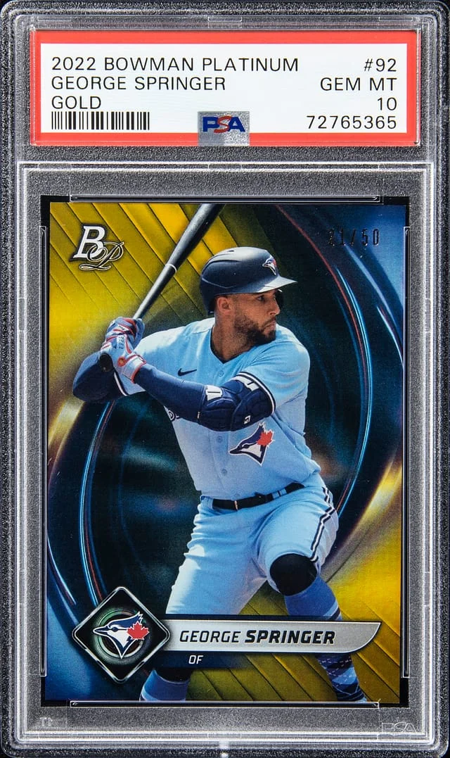 2022 Bowman Platinum George Springer Gold #92 card image