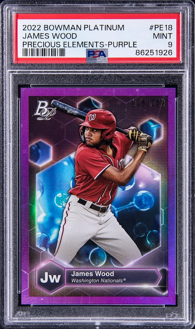 2022 Bowman Platinum James Wood Precious Elements Purple #PE-18 card image
