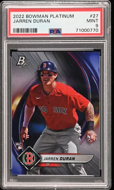 2022 Bowman Platinum Jarren Duran Green Icy Foil #27 card image