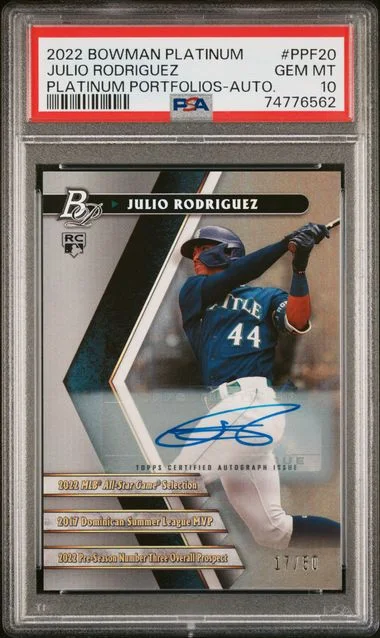 2022 Bowman Platinum Julio Rodriguez Portfolios Autograph #PPF-20 card image