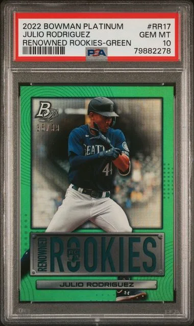 2022 Bowman Platinum Julio Rodriguez Renowned Rookies #RR-17 card image