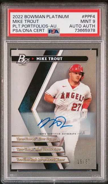 2022 Bowman Platinum Mike Trout Portfolios Auotgraph #PPF-4 card image