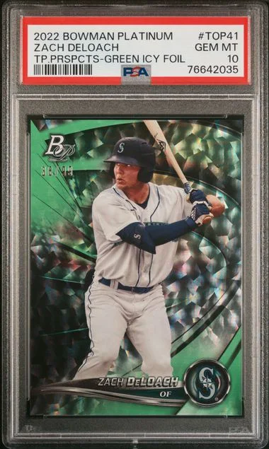 2022 Bowman Platinum Zach DeLoach Top Prospects Green Icy Foil #TOP41 card image