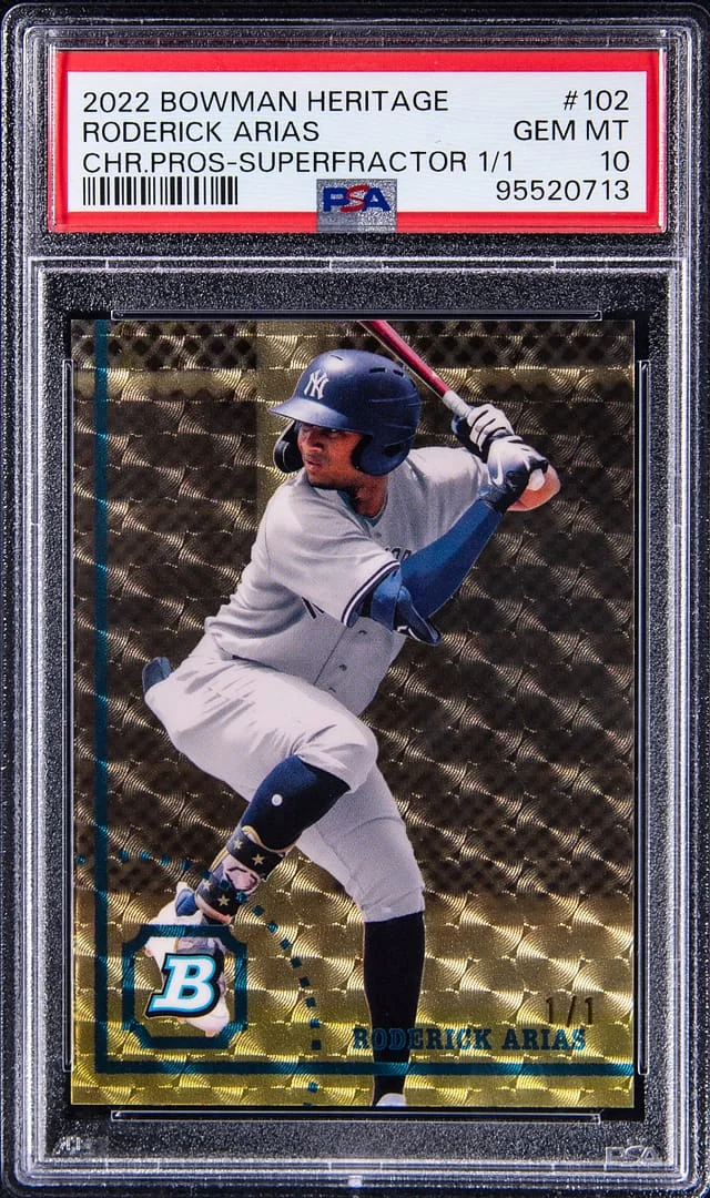 2022 Bowman Roderick Arias Heritage Chrome Prospect Superfractor #102 card image