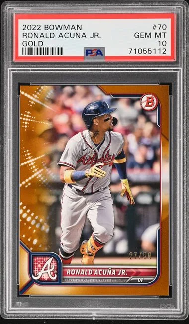 2022 Bowman Ronald Acuna Jr. Gold #70 card image