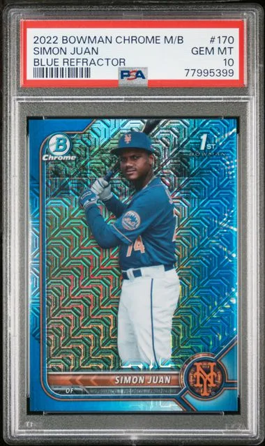 2022 Bowman Simon Juan Mega Box Chrome Blue Refractor #170 card image