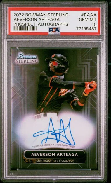 2022 Bowman Sterling Aeverson Arteaga Prospect Autographs #PAAA card image
