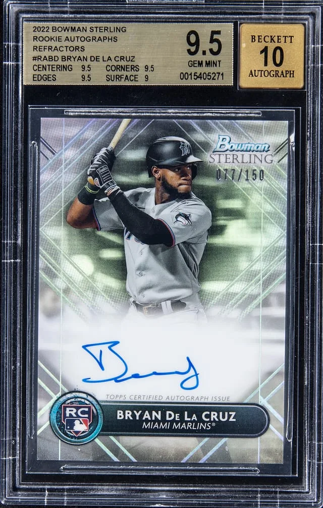 2022 Bowman Sterling Bryan De La Cruz Autographed Speckle Refractor #RA-BD card image