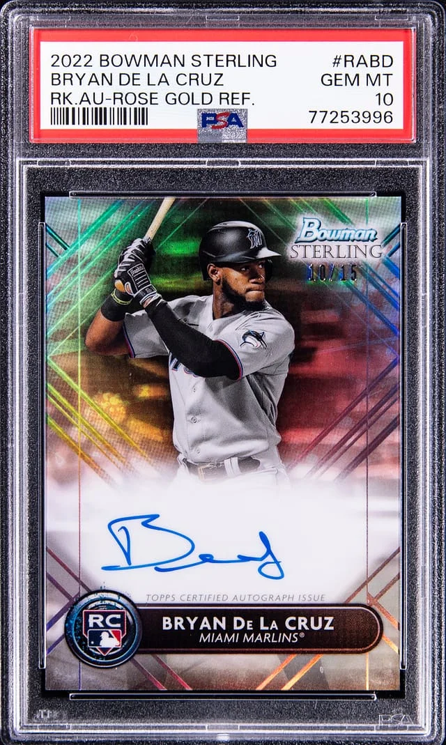 2022 Bowman Sterling Bryan De La Cruz Autograph Rose Gold Refractor #RABD card image