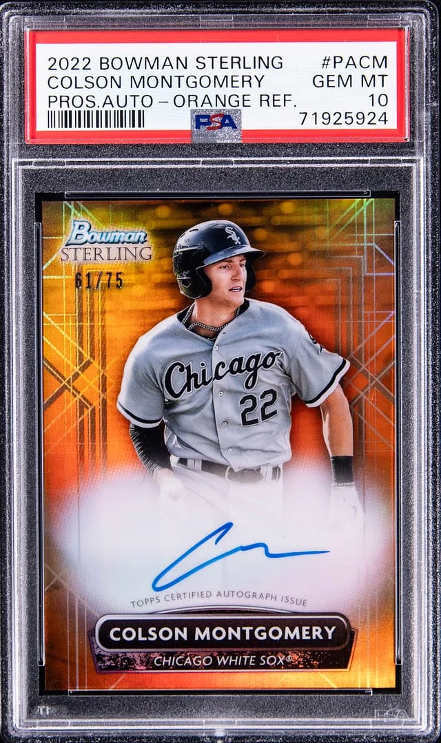2022 Bowman Sterling Colson Montgomery Prospect Orange Refractor #PACM card image