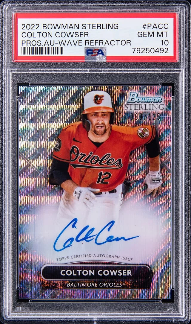 2022 Bowman Sterling Colton Cowser Prospect Autograph Wave Refractor #PA-CC card image