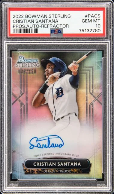2022 Bowman Sterling Cristian Santana Prospect Autographs Refractor #PA-CS card image