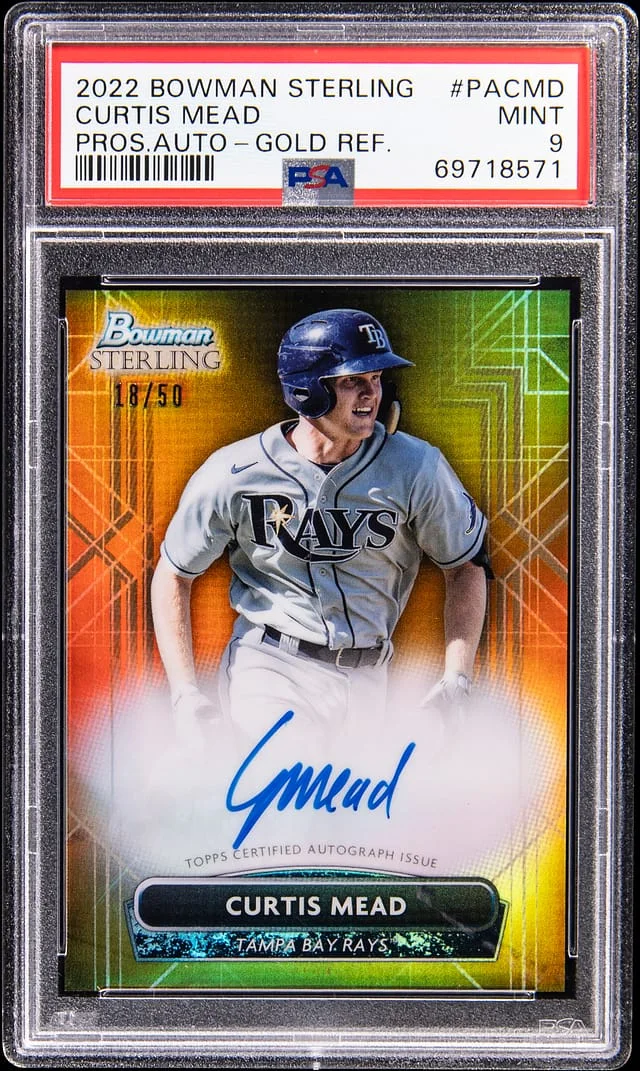 2022 Bowman Sterling Curtis Mead Autograph Gold Refractor #PA-CMD card image