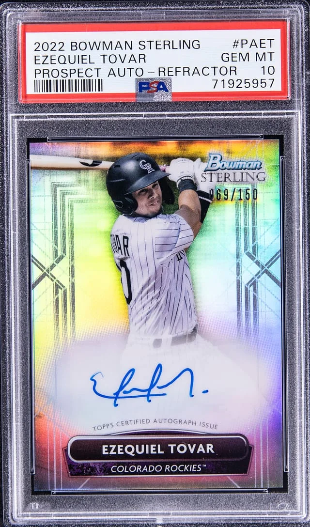 2022 Bowman Sterling Ezequiel Tovar Prospect Autograph Refractor #PAET card image
