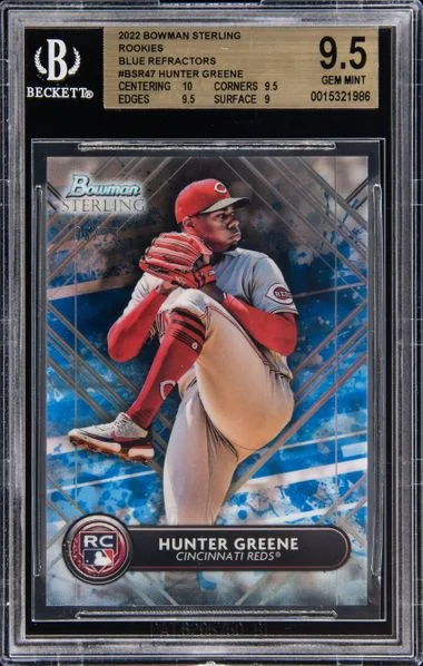 2022 Bowman Sterling Hunter Greene Rookies Blue Refractors #BSR-47 card image