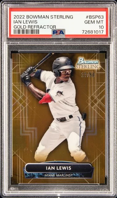 2022 Bowman Sterling Ian Lewis Gold Refractor #Bsp63 card image