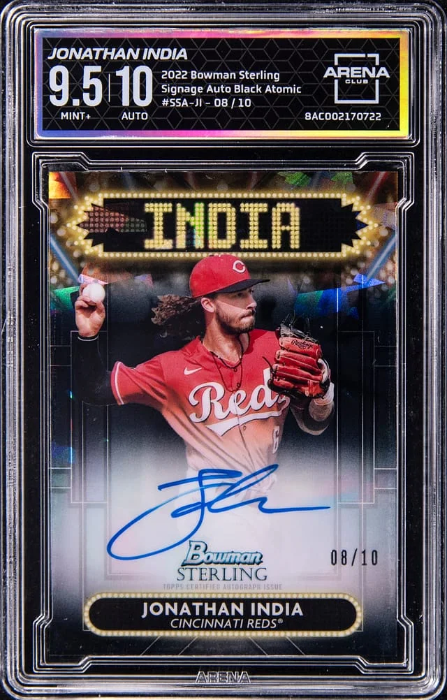 2022 Bowman Sterling Jonathan India Signage Autograph Black Atomic #SSA-JI card image