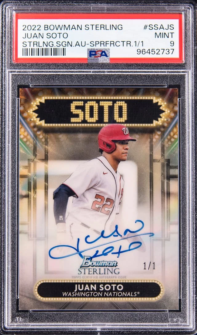 2022 Bowman Sterling Juan Soto Signage Autograph SuperFractor #SSA-JS card image