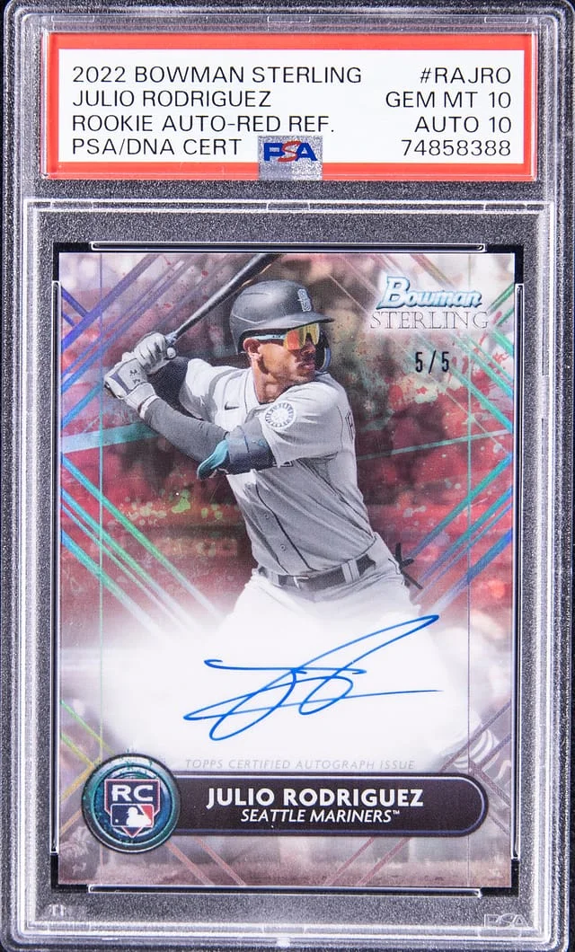 2022 Bowman Sterling Julio Rodriguez Autograph Red Refractor #RA-JRO card image