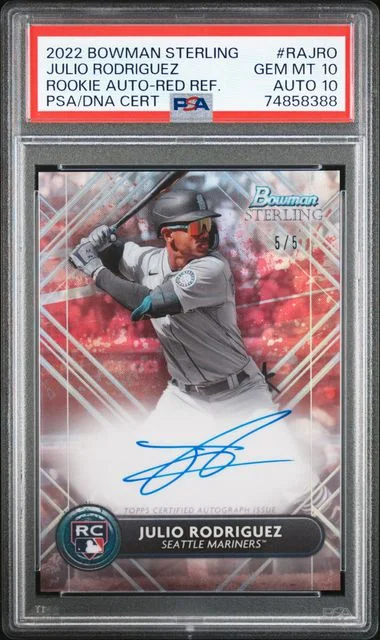 2022 Bowman Sterling Julio Rodriguez Autographs Red Refractor #RAJRO card image