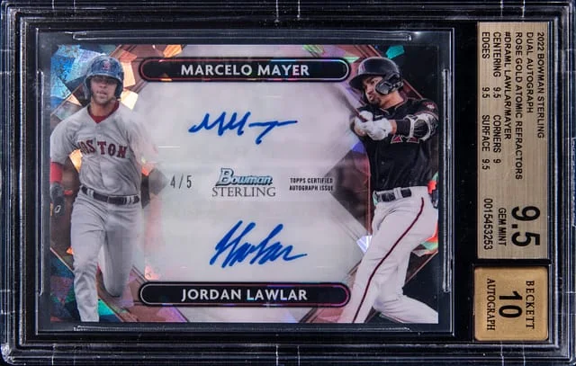 2022 Bowman Sterling Marcelo Mayer/Jordan Lawlar Dual Dual Autograph Rose Gold Atomic Refractors #DRA-ML card image